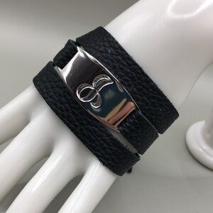 Lisa Stewart Initial Letter Monogram J Soft Leather Wrap Bracelet Unisex.